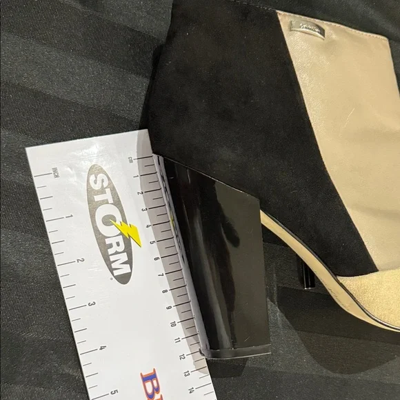 Calvin Klein Black and Beige Heeled Boots - Picture 10 of 11